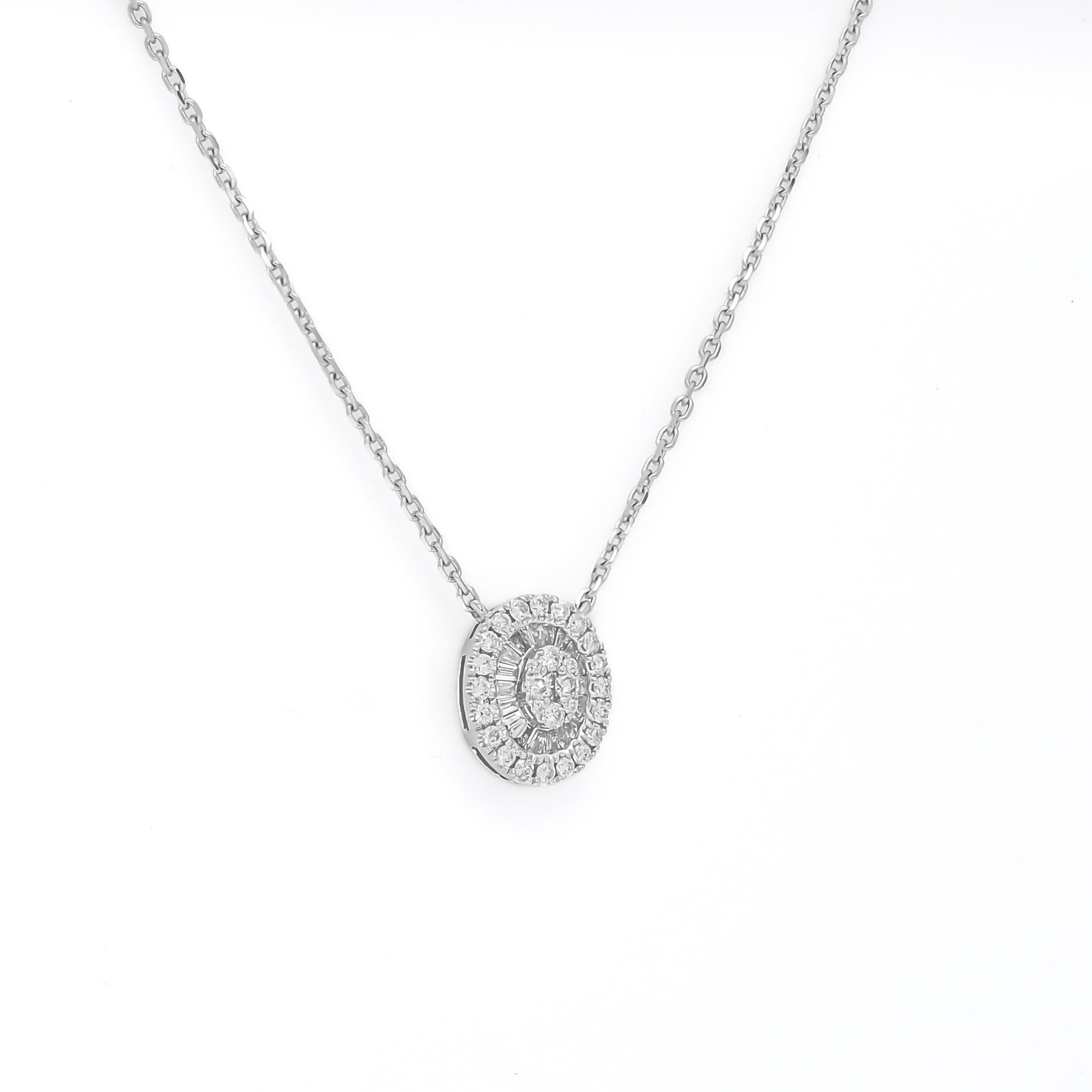 Round Cut Natural Diamond Pendant 0.30 cts 18KT White Gold chain Pendant Necklace N10912 For Sale