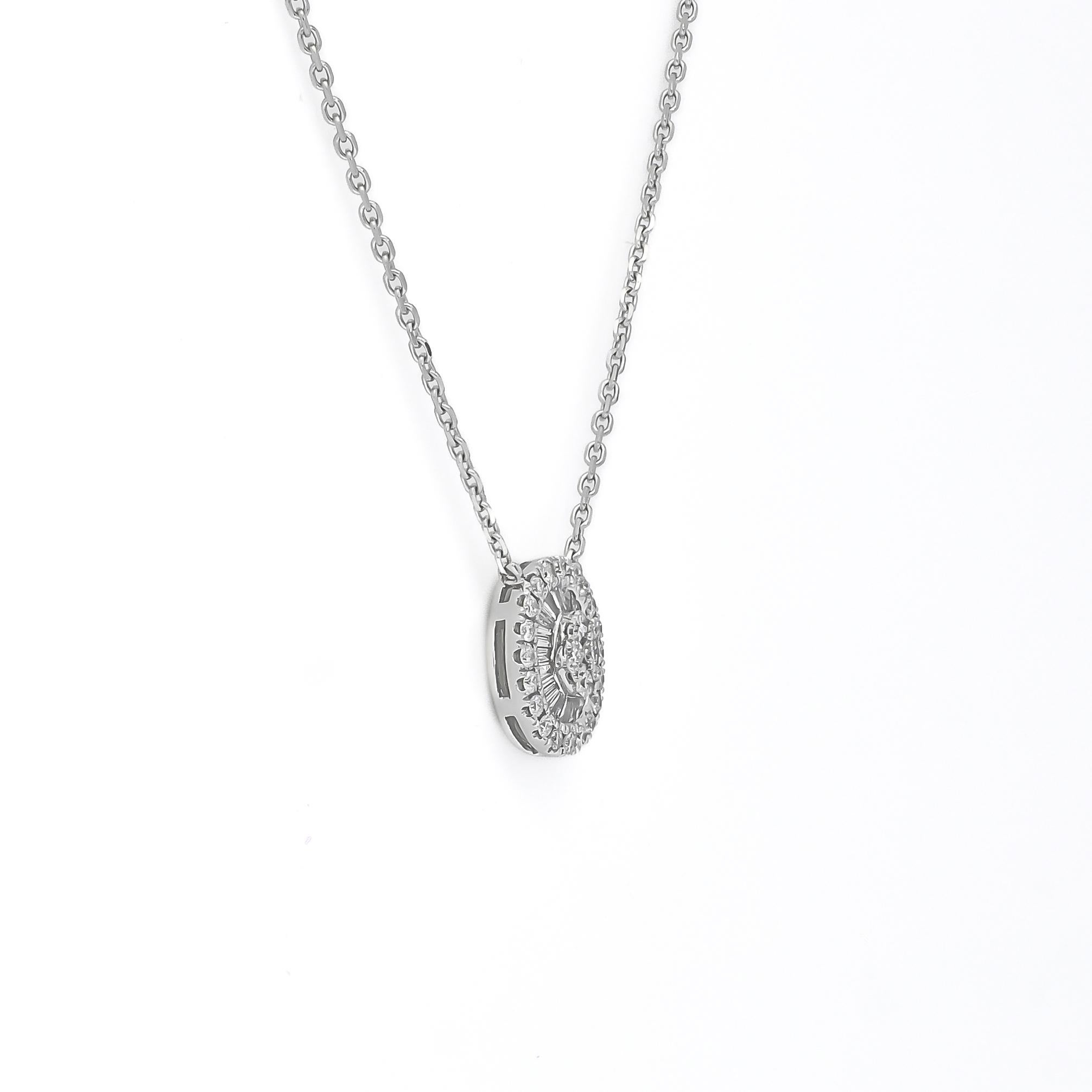 Natural Diamond Pendant 0.28 cts 18KT White Gold chain Pendant Necklace N10912 In New Condition For Sale In Antwerpen, BE