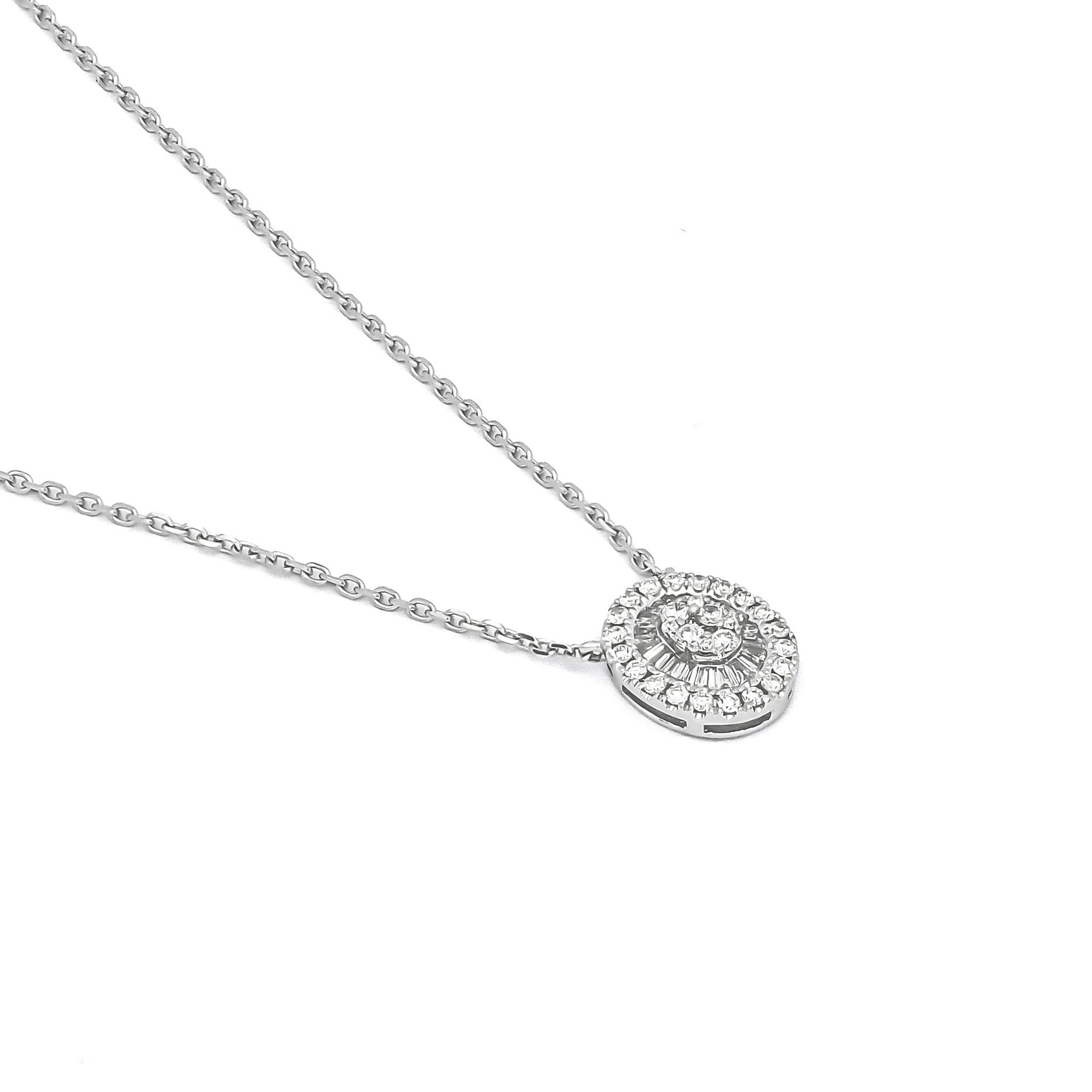 Natural Diamond Pendant 0.28 cts 18KT White Gold chain Pendant Necklace N10912 For Sale 1