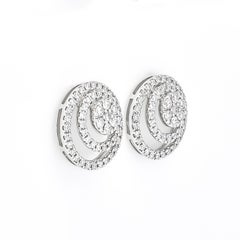 Natural Diamond 0.70 carats 18 KT White Gold Cluster Double Halo Stud Earrings