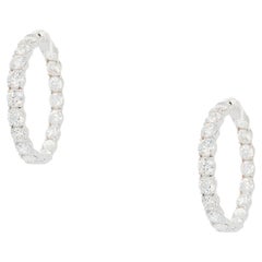 Créoles en or blanc 18 carats avec diamants naturels de 18,16 carats à l'intérieur et à l'extérieur