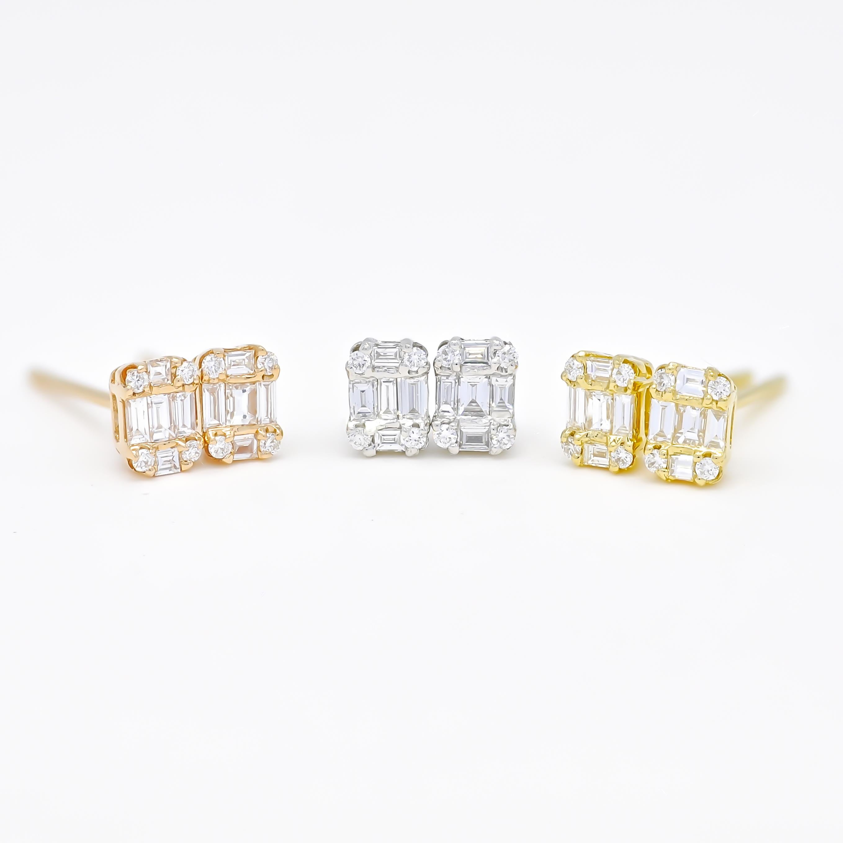  Natural Diamond 0.30 cts 18 Karat White Gold Modern Stud Earrings E54743 2