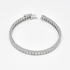 Modernes Baguette-Ennis-Armband, natürlicher Diamant 4,50 Karat 18 Karat Weißgold