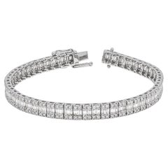 18KT White Gold 4.30CT Natural Diamonds Baguette Illusion Modern Tennis Bracelet