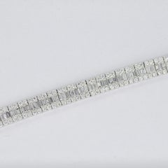 Natural Diamonds 6.7 carats 18KT White Gold Baguette Tennis Bracelet
