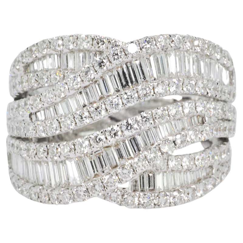 Multi Based Ring 8.85 Carat Multi Shape Diamond Cluster Multi-Row Freeform Wide Band ...