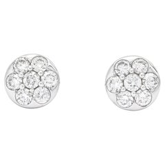 Natürliche Diamanten 0,55 ct 18KT Weißgold Cluster Classic Floral Ohrstecker