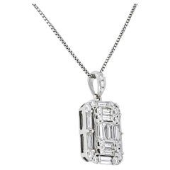 18KT Weißgold Natürliche Diamanten Cluster Luxus-Anhänger P63331