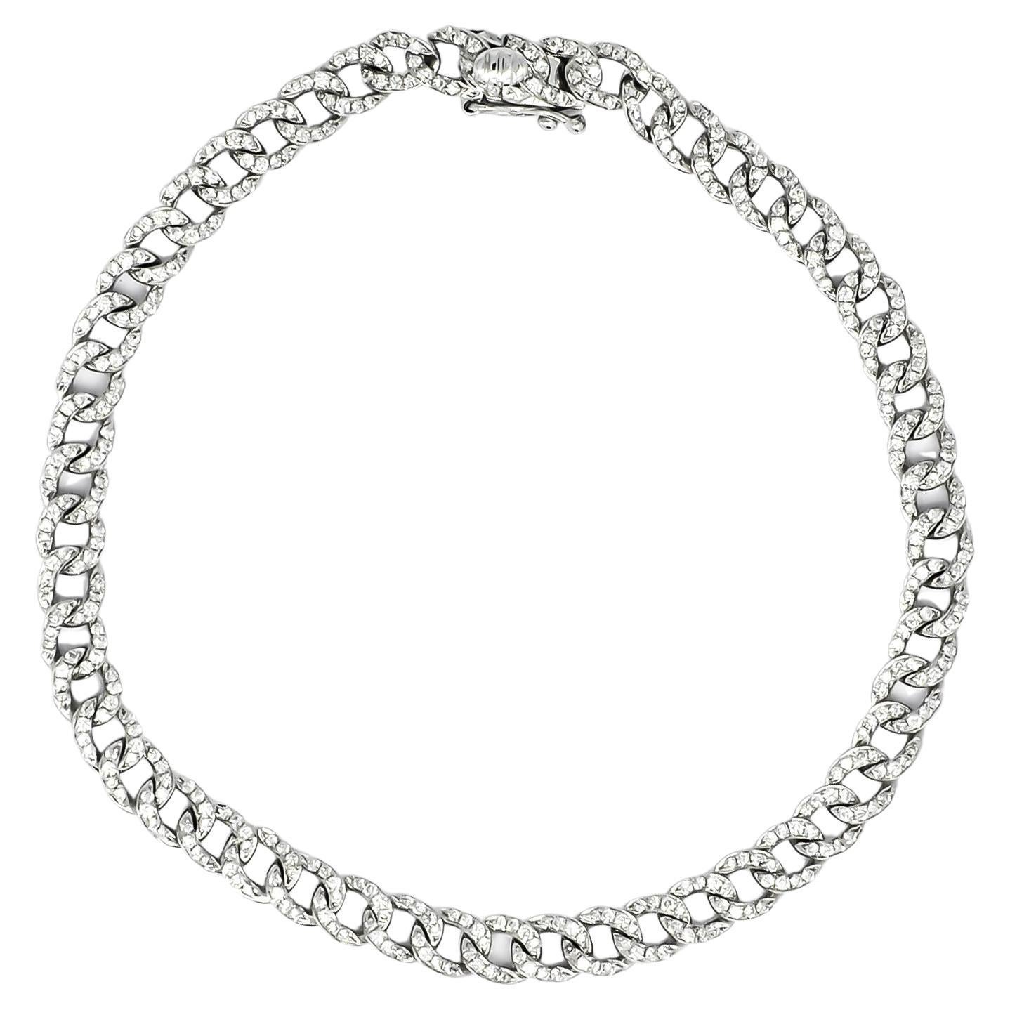 Natural Diamonds Bracelet 1.50 cts 18 Karat White Gold Cuban Tennis Bracelet