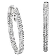 Orecchini a cerchio in oro bianco 18KT con diamanti naturali da 2,75 carati "In and out