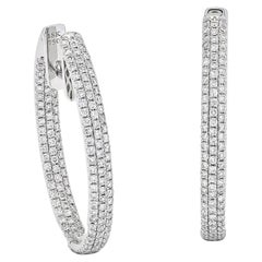  Natural Diamonds 2.75 Carats 18KT White Gold 'In and out' Hoop Earrings