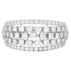 18Kt White Gold Natural Diamonds Multi Row Luxury Fashion Ring