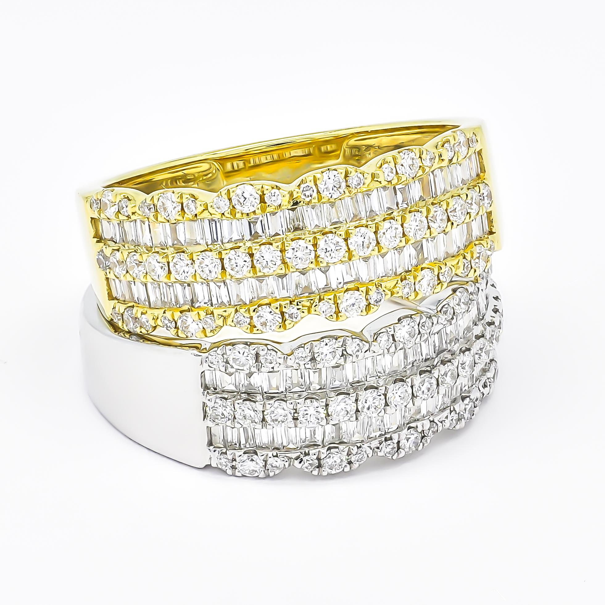 18KT Weißgold Natürlicher Diamanten Mehrreihiger stapelbarer Jahrestag-Ring im Zustand „Neu“ im Angebot in Antwerpen, BE