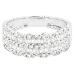 18KT White Gold Natural Diamonds Multi Row Stackable Anniversary Ring