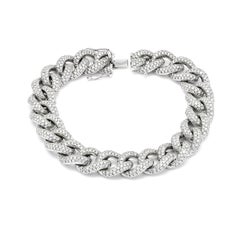 Natural Diamonds 8.50 carats 18KT White Gold Cuban Man Woman Tennis Bracelet