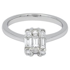 Natural Diamonds 0.45 carats 18KT White Gold  Square Illusion Cluster Ring