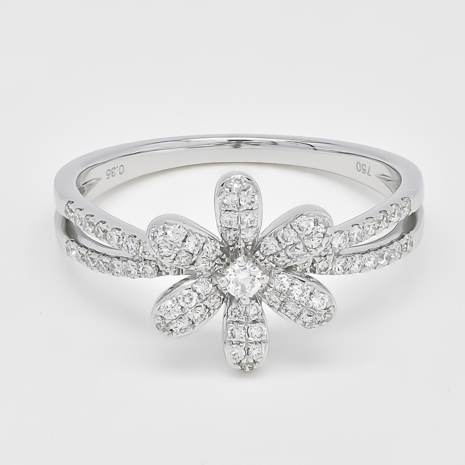 En vente :  Bague fantaisie en or blanc 18 carats avec diamants naturels R041107, cadeau pour elle 4