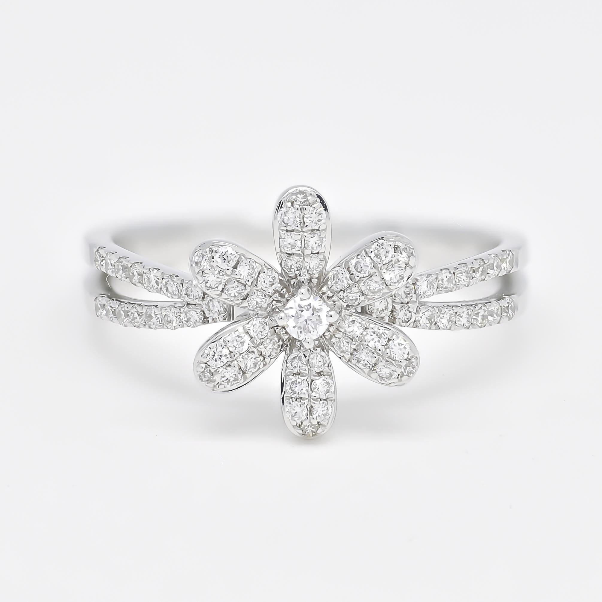 En vente :  Bague fantaisie en or blanc 18 carats avec diamants naturels R041107, cadeau pour elle 6