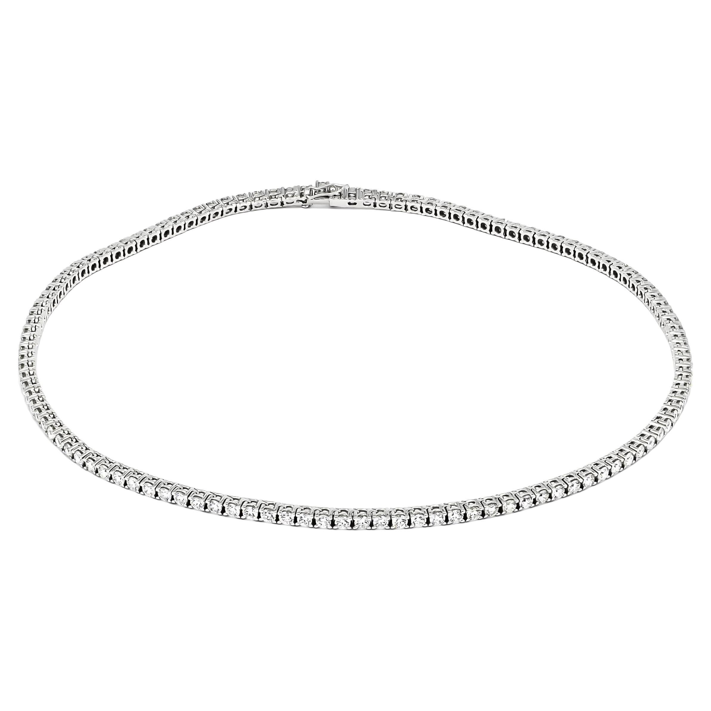Natural Diamond Necklace 11.13CT 18KT White Gold Women Statement Necklace
