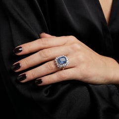 18KT White Gold Natural Sapphire and Diamond Cluster Ring