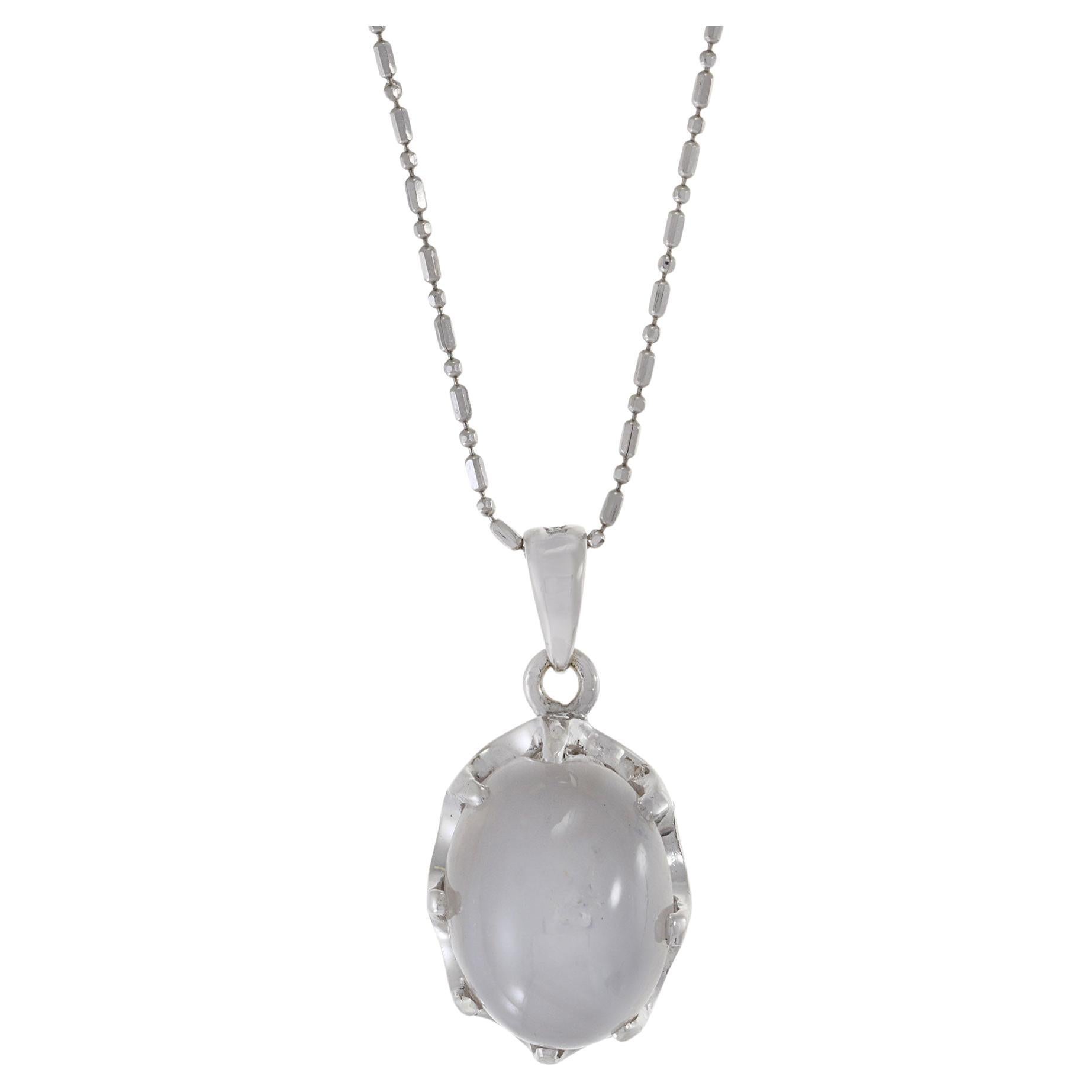 18KT White Gold Natural Star Grey Sapphire Necklace