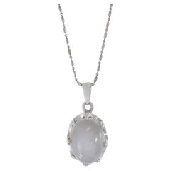18KT White Gold Natural Star Grey Sapphire Necklace