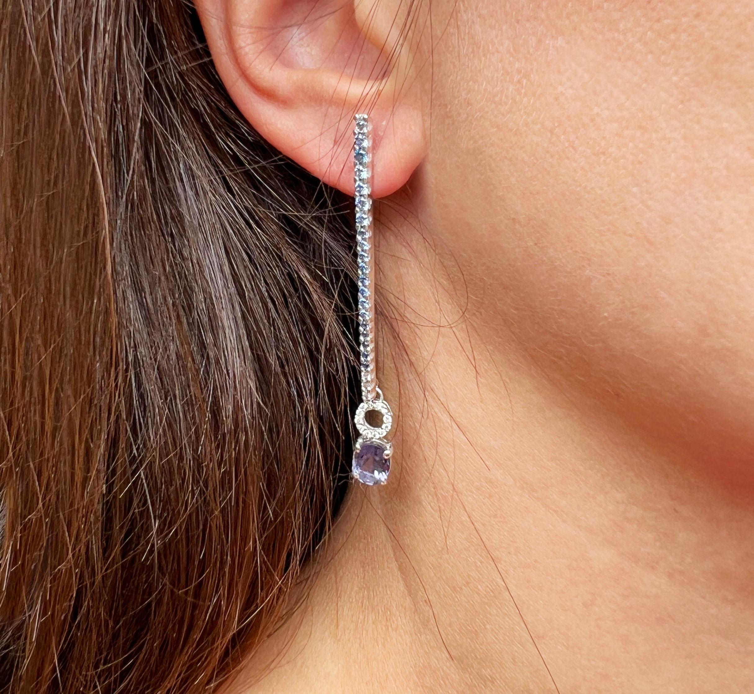 Women's or Men's 18Kt White Gold Natural Stones White Diamonds Modern Timeless  Earrings For Sale