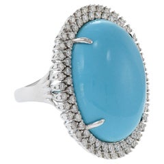 Anillo de oro blanco de 18 quilates con turquesa natural