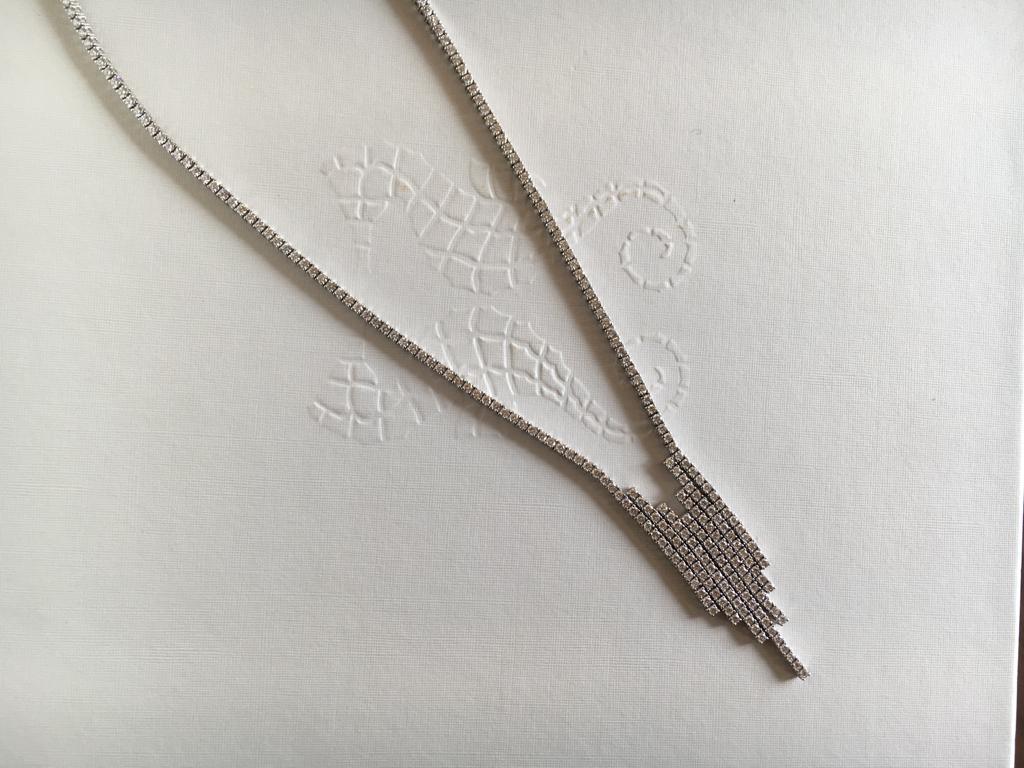 Contemporary 18kt white gold necklace, 9.56Ct diamonds, fashion pendant, Fratelli Piccini For Sale