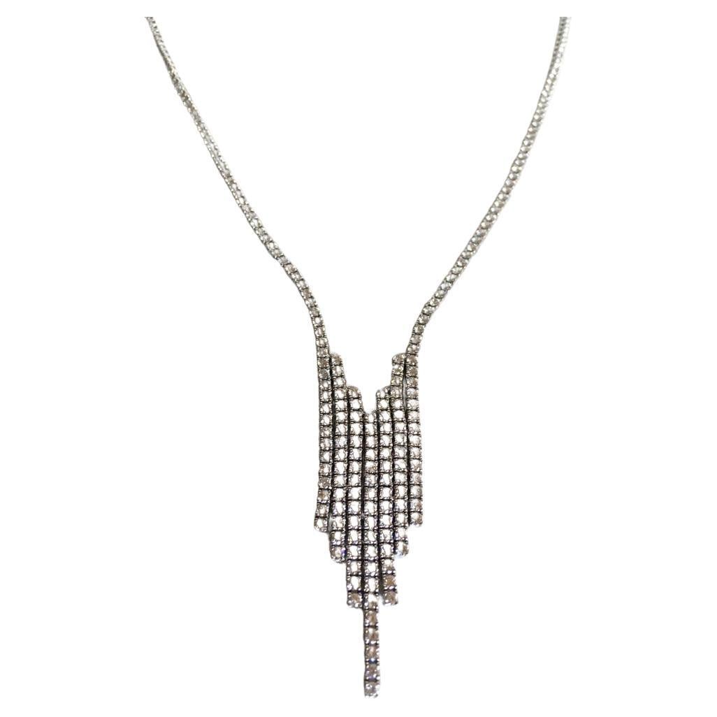 18kt white gold necklace, 9.56Ct diamonds, fashion pendant, Fratelli Piccini For Sale