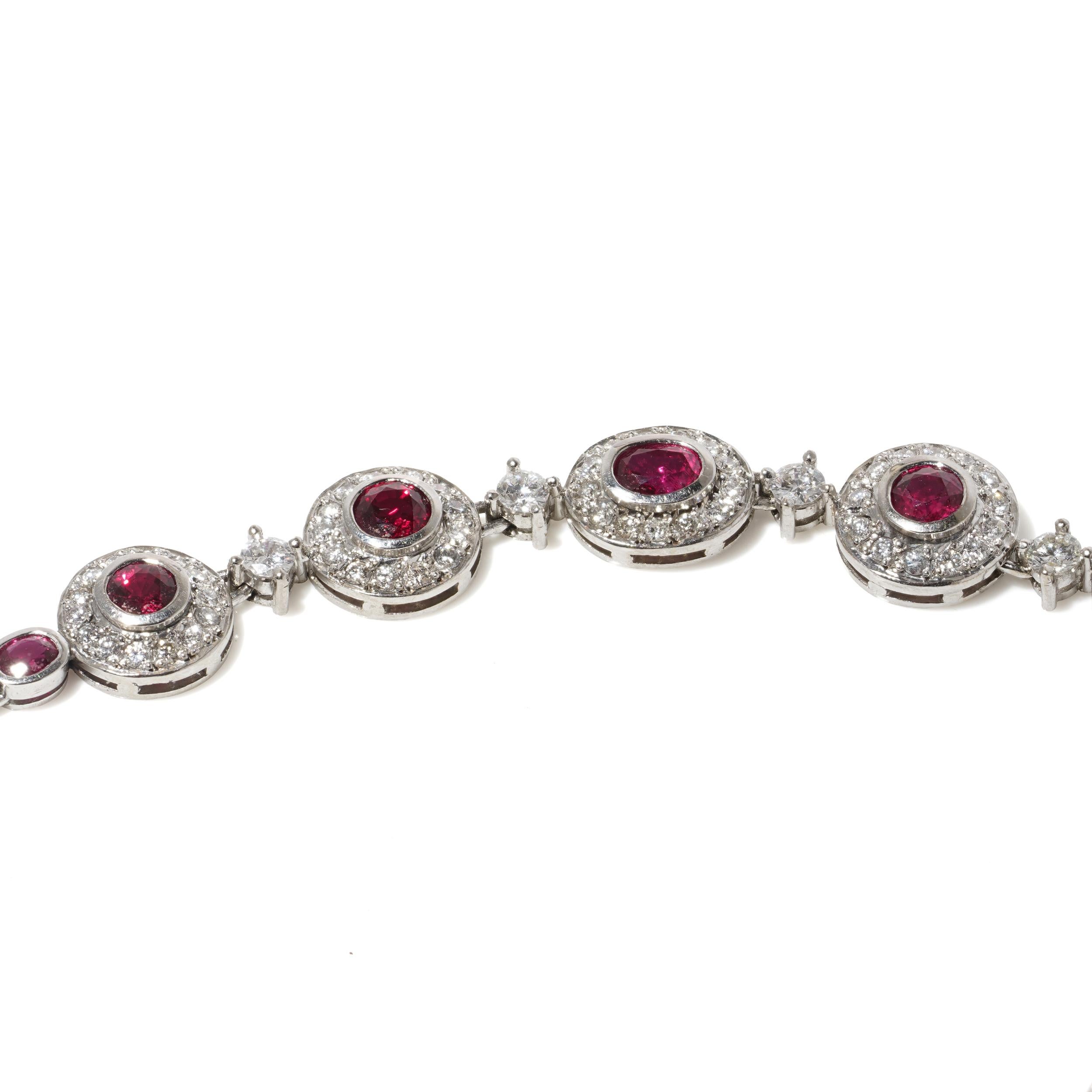 18kt White Gold Necklace with 7.55ct Diamonds & 14.15ct Rubies For Sale 4