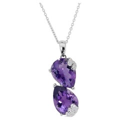 18kt. White Gold Necklace w/ 6.23ct Natural Amethyst & Natural Diamonds AIG Cert