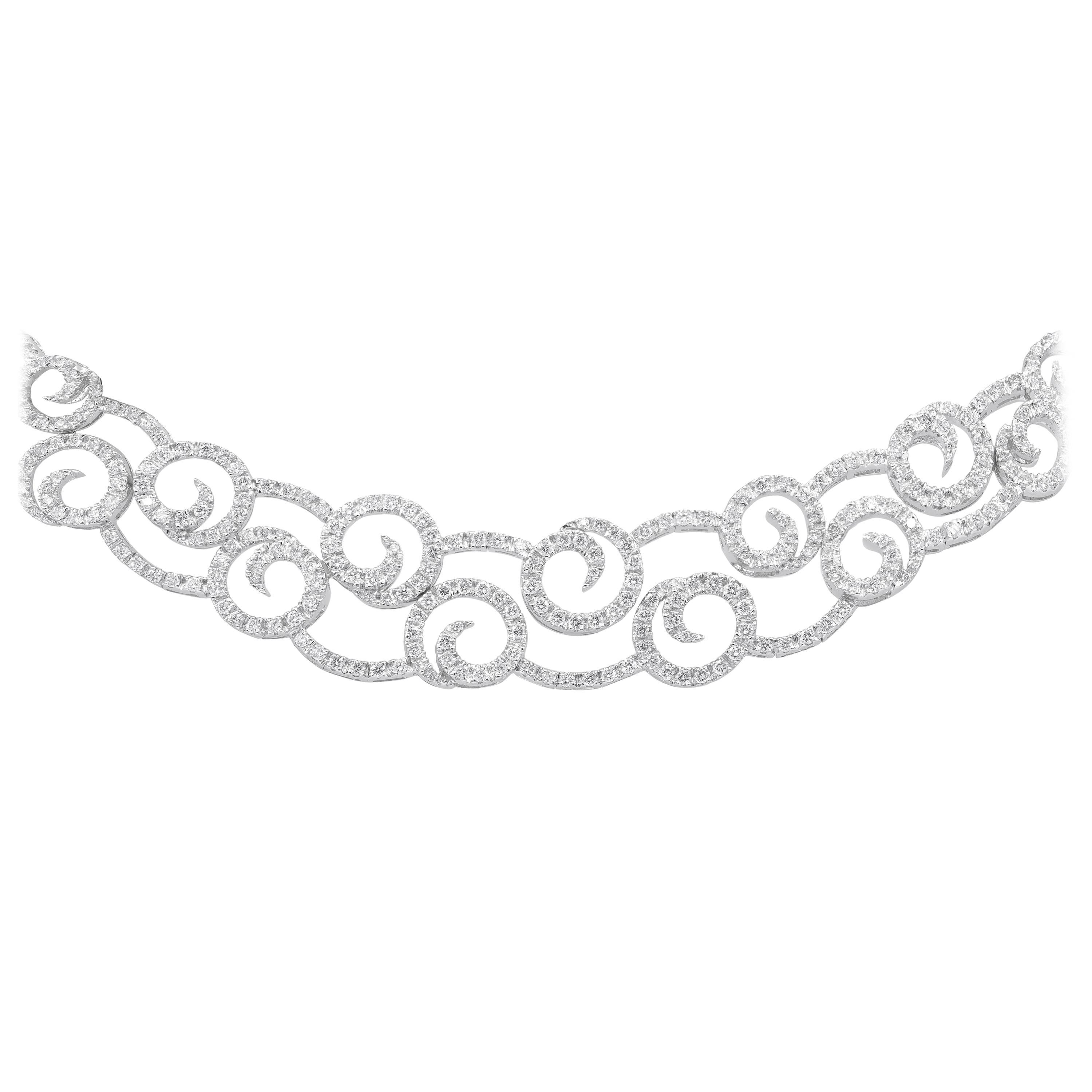 18kt White Gold Necklace with 15.00 Carats of Diamonds For Sale