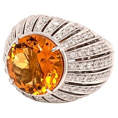 18kt White Gold One of a Kind Ring with 5 Ct Citrine and Diamonds