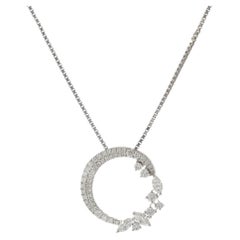 Offener Kreis-Anhänger aus 18KT Weißgold mit Fancy-Diamanten und Kette