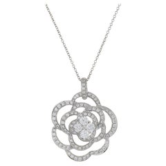 18KT Weißgold Offener Blumen-Diamant-Anhänger