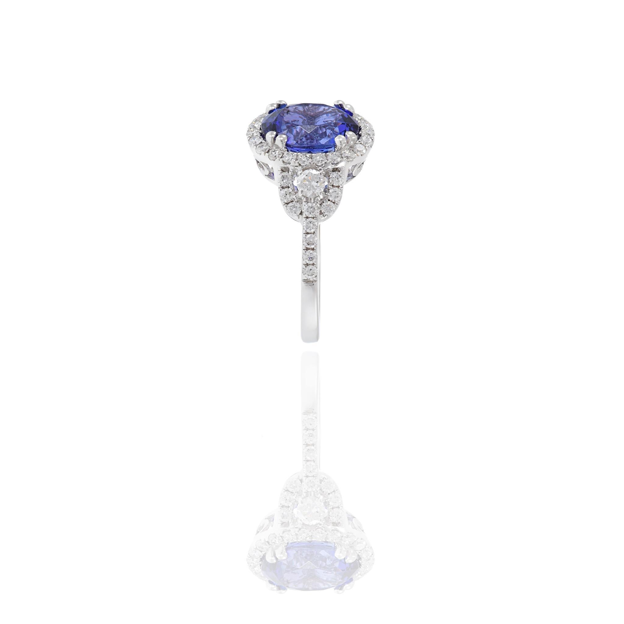 18KT White Gold Oval Cut Tanzanite And Diamond Ring For Sale 1