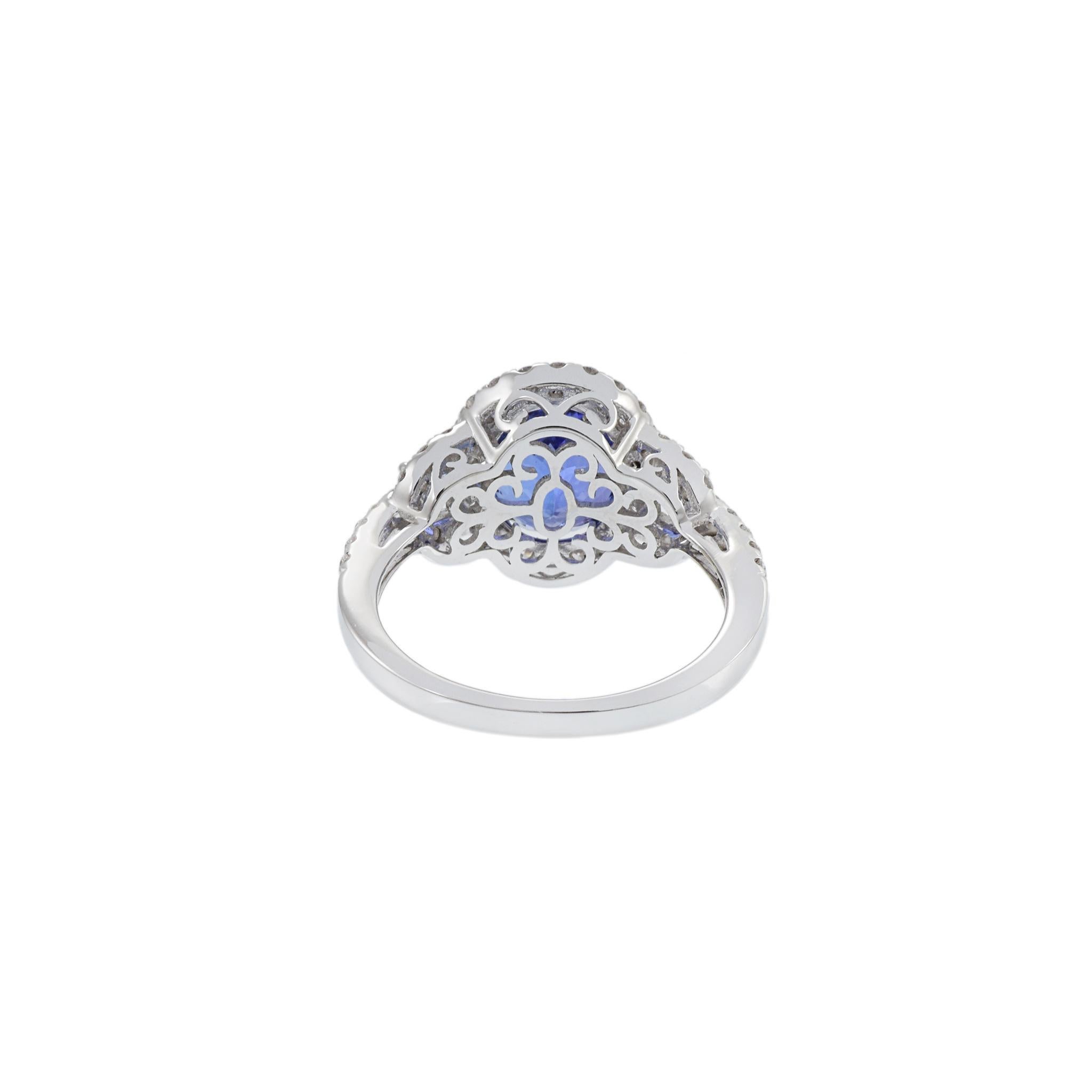 18KT White Gold Oval Cut Tanzanite And Diamond Ring For Sale 5