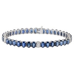 Bracciale in oro bianco 18KT con zaffiri ovali e diamanti