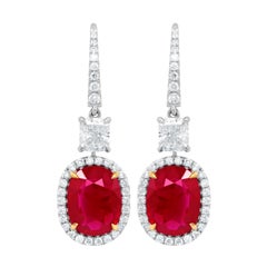 Diana M. 18kt White Gold Oval Shape Ruby GIA Certified Earrings