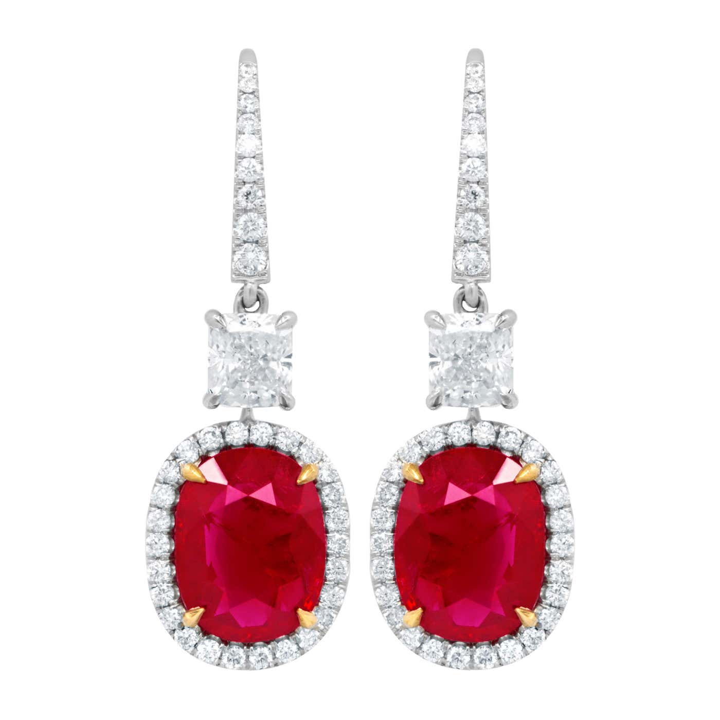 Oval Shape Ruby 18kt White Gold Oval Shape Ruby GIA Certified Earrings For Sale at 1stDibs