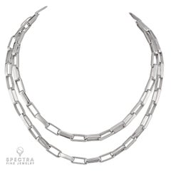 18K White Gold Paperclip Chain Necklace, 32.5 Inches, Unisex, USA