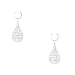 18kt White Gold 10.96ctw Natural Diamonds Pave Dangle Ball Earrings
