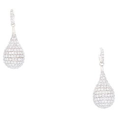 18kt White Gold 10.96ctw Natural Diamonds Pave Dangle Ball Earrings