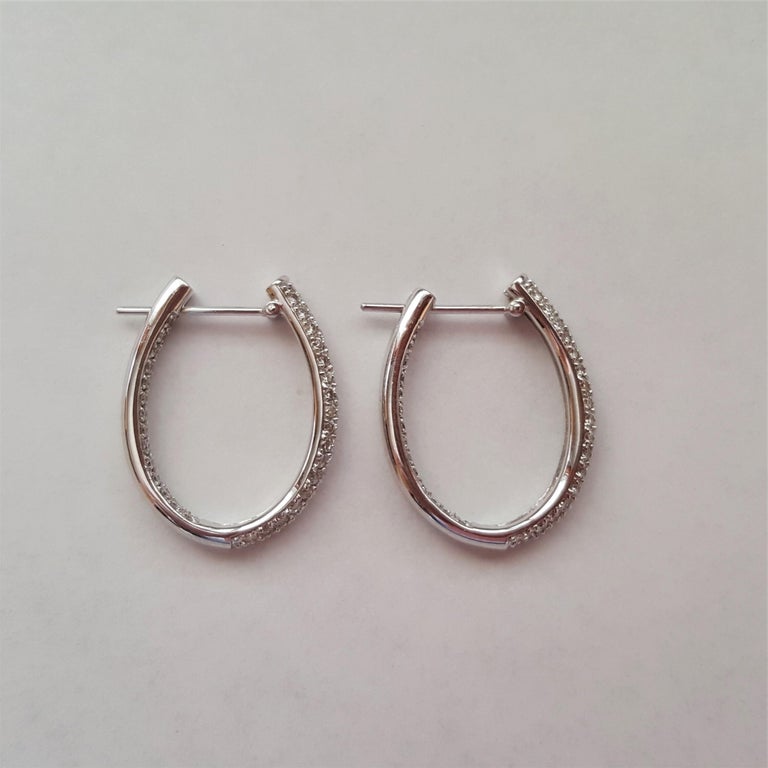 18kt White Gold Pave 1.75cttw Diamond Hoop Earrings, InsideOut Style