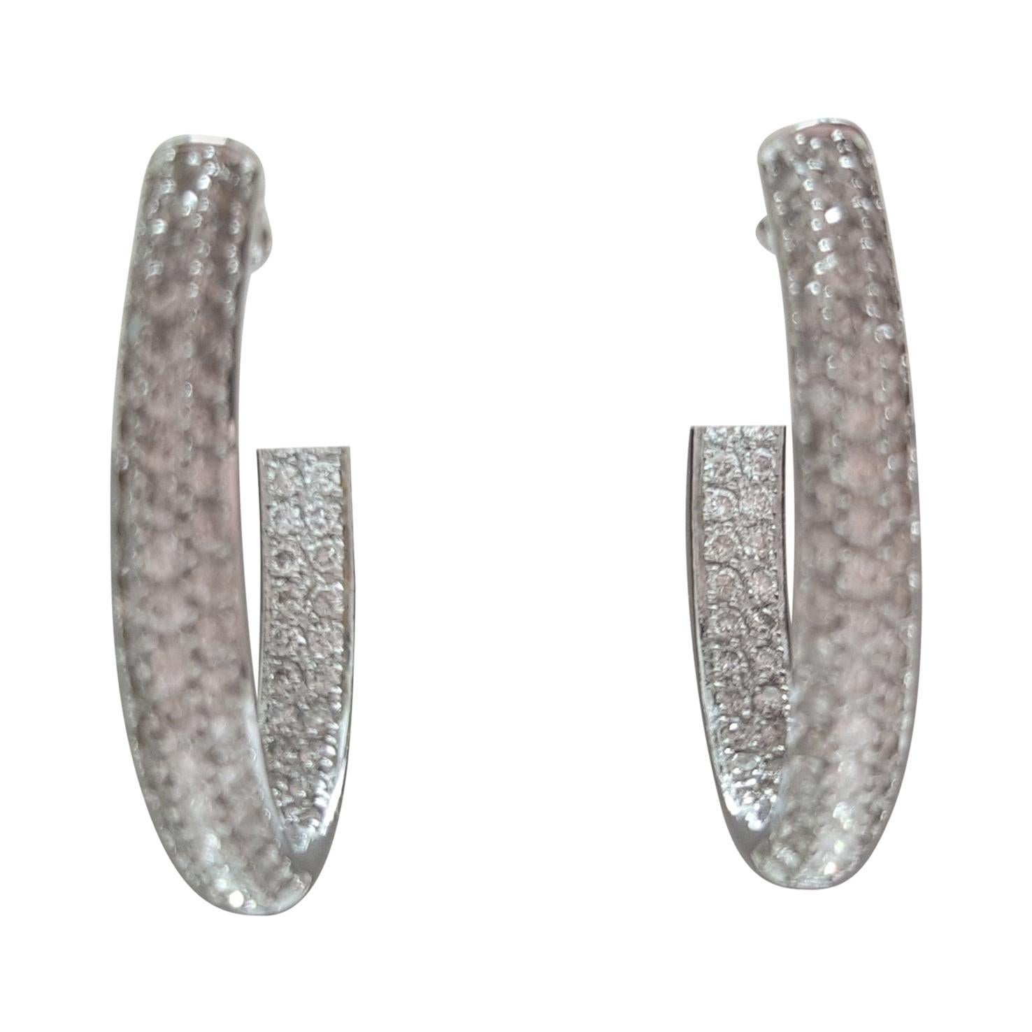 Diamond Gold pave hoop Earrings at 1stDibs
