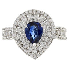18KT White Gold Pear Shaped Blue Sapphire And Diamond Ring