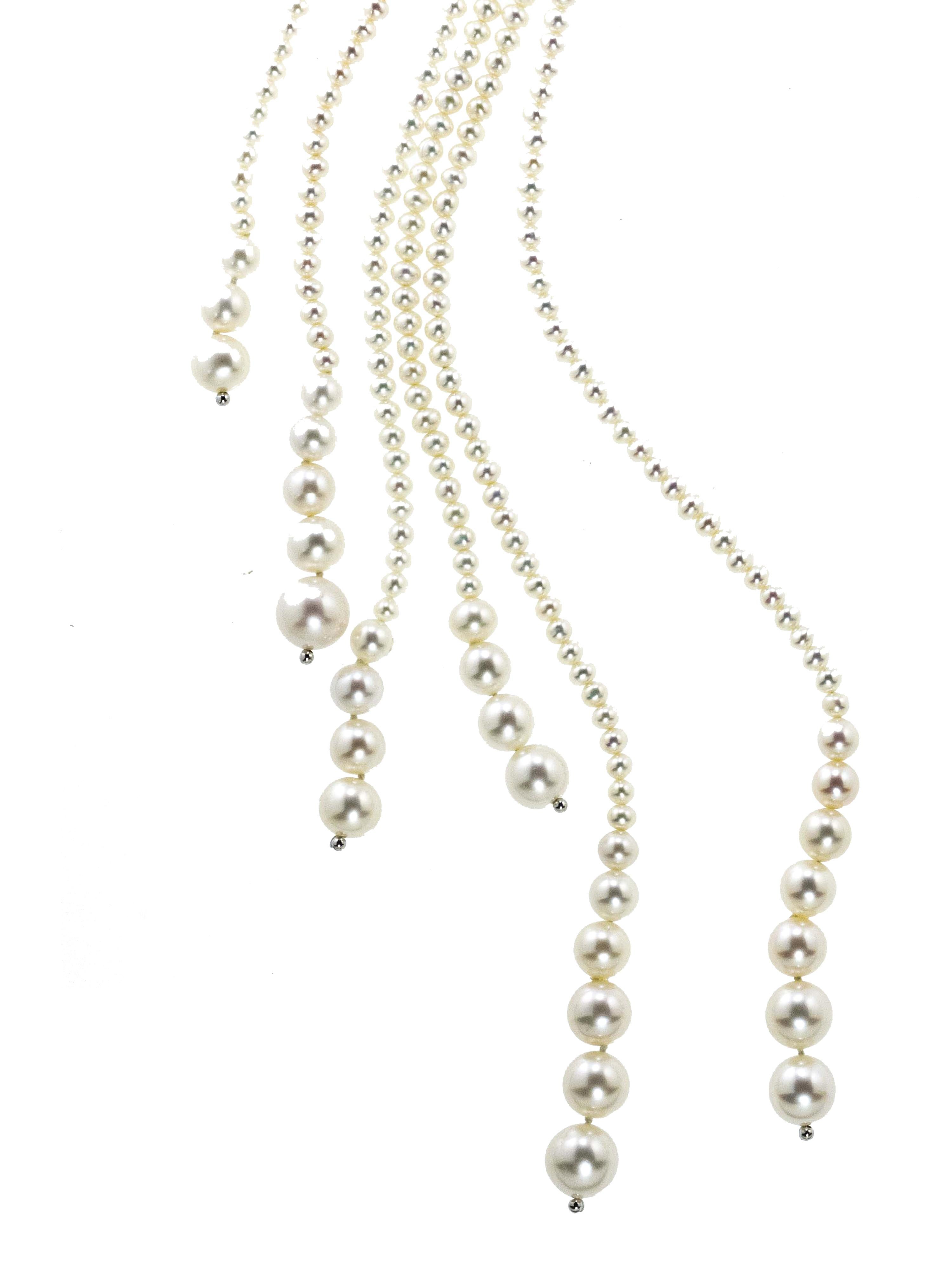 18 Karat Weißgold Perlen Ct 1.120, 50 Soutoir Halskette (Zeitgenössisch) im Angebot