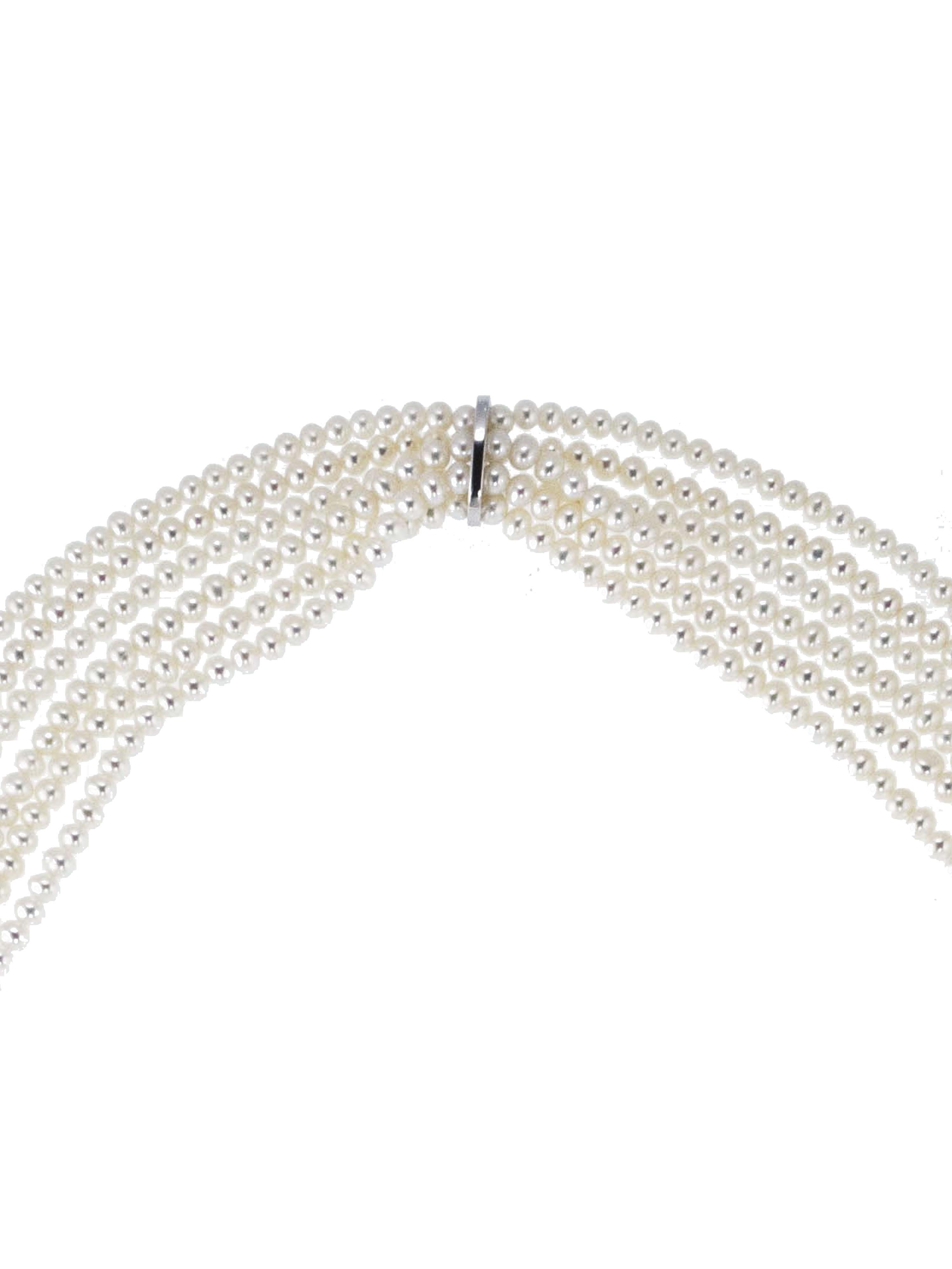 18 Karat Weißgold Perlen Ct 1.120, 50 Soutoir Halskette (Rundschliff) im Angebot