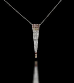 18kt White Gold Pendant and Necklace with 4.9ct White, Yellow and Cognac Diamond